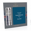 Набор подарочный 2 шариковые ручки Parker Jotter Stainless Steel & Waterloo Blue + блокнот