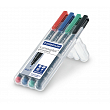 Набор маркеров перманентных универсальных Staedtler Lumocolor, F, 4 цвета, пластиковый пенал