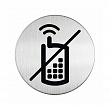 Пиктограмма Durable Мобильные телефоны запрещены, диаметр 83 мм, матированная сталь
